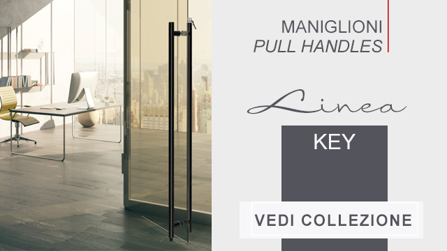 Maniglione accoppiato in acciaio con chiave per porta in vetro Ecuador  Fimet Inox • Maniglie Design