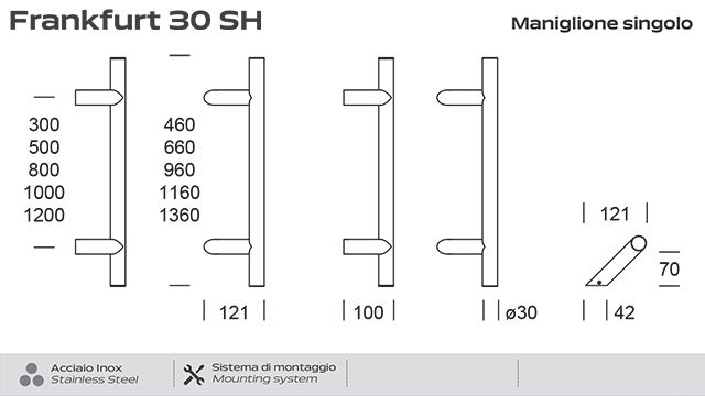 ZAOYCM Fienile Maniglia Porta, Maniglie Porte Maniglione per Porta in  Acciaio Inox con Raccordi, Maniglia per Cancello Tonda A Doppia Faccia per  Porta Scorrevole per Doccia E Porta in Vetro Esterna 