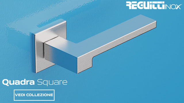 Maniglia in acciaio per porta Geneve Rectangular Q03 Reguitti Inox con  placca • Maniglie Design