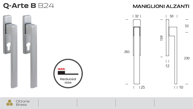 Catenaccio 073 ct reguitti per porta, verticale tondo, lunghezza 300 mm,  finitura ottone lucido